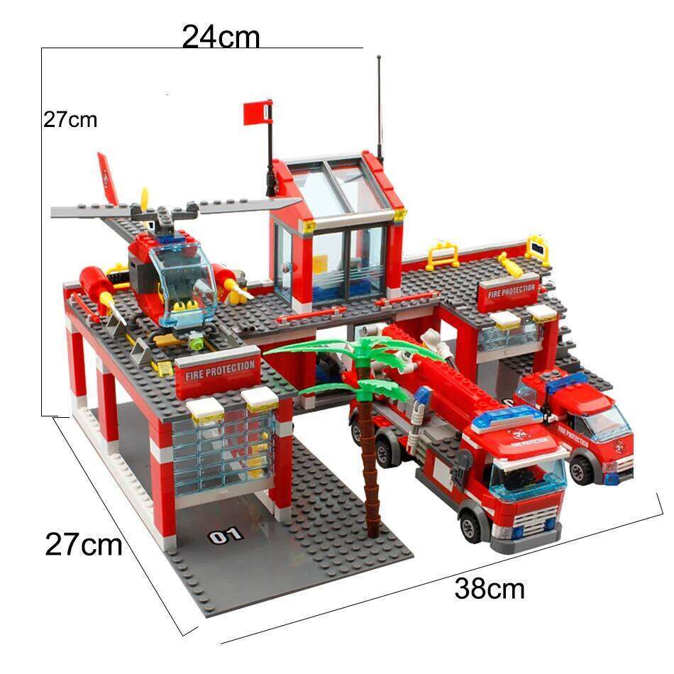 HUIQIBAO 756pcs Fire Station Model Building Blocks Truck Helicopter Firefighter Bricks City Educational Toys For Children Gift Z260306