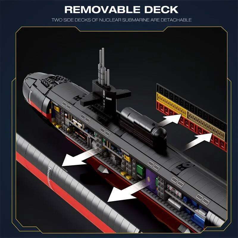 33049 2988pcs Military Los Angeles-class SSN Building Blocks Assembling MOC Nuclear Submarine Bricks Children's Toys Gift Set Z260306