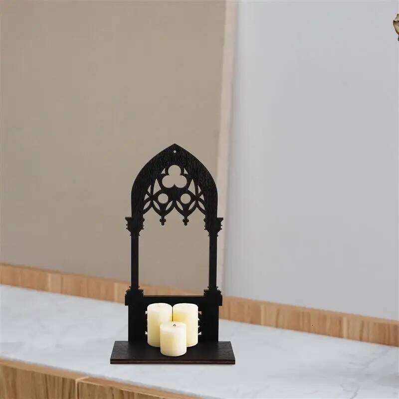1 Pair Vintage Architecture Candlestick Wooden Holder Wall Lamp Stands Centerpiece Tea Light Home XJ260305