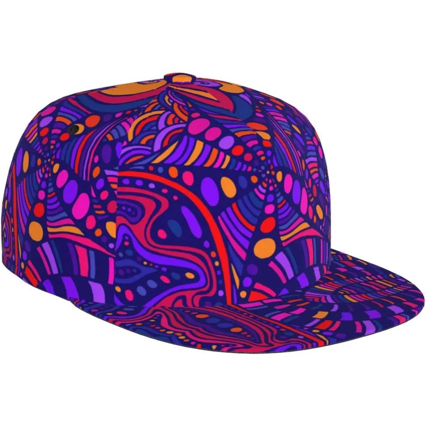 Funny Trippy Baseball Cap Men Women Rainbow Tie Dye Adjustable Snapback Flat Bill Hip Hop Hat S260306