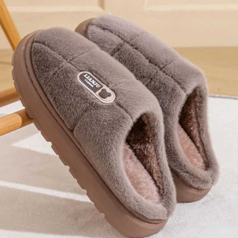 Big Size 50 51 Winter Slippers Women Men Thick Sole Indoor Home Warm Couples Shoes Non-Slip Flat Platform Womens Cotton Slipper S260305