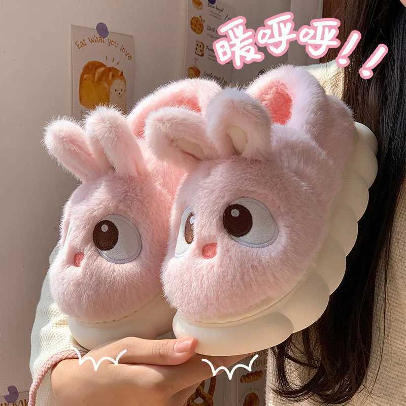Winter Home Cartoon Fuzzy Slipper Warm Panda rabbit Fur Plush Indoor Women House Shoe Thermal Furry Flat Flip Flop Funny Female S260305