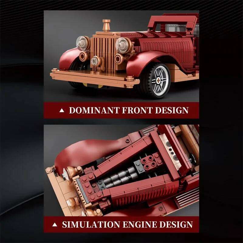 865PCS Phantom Classic Building Blocks Vintage Nostalgic Model 1:12 Scale Car Bricks Children's DIY Toys Birthday Gifts Z260306