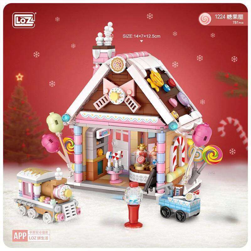 LOZ Blocks DIY Building Bricks Cute Christmas Goods Toy MOC Cabin Food Shop Juguetes Candy House Gifts Girl Present New Year Z260306