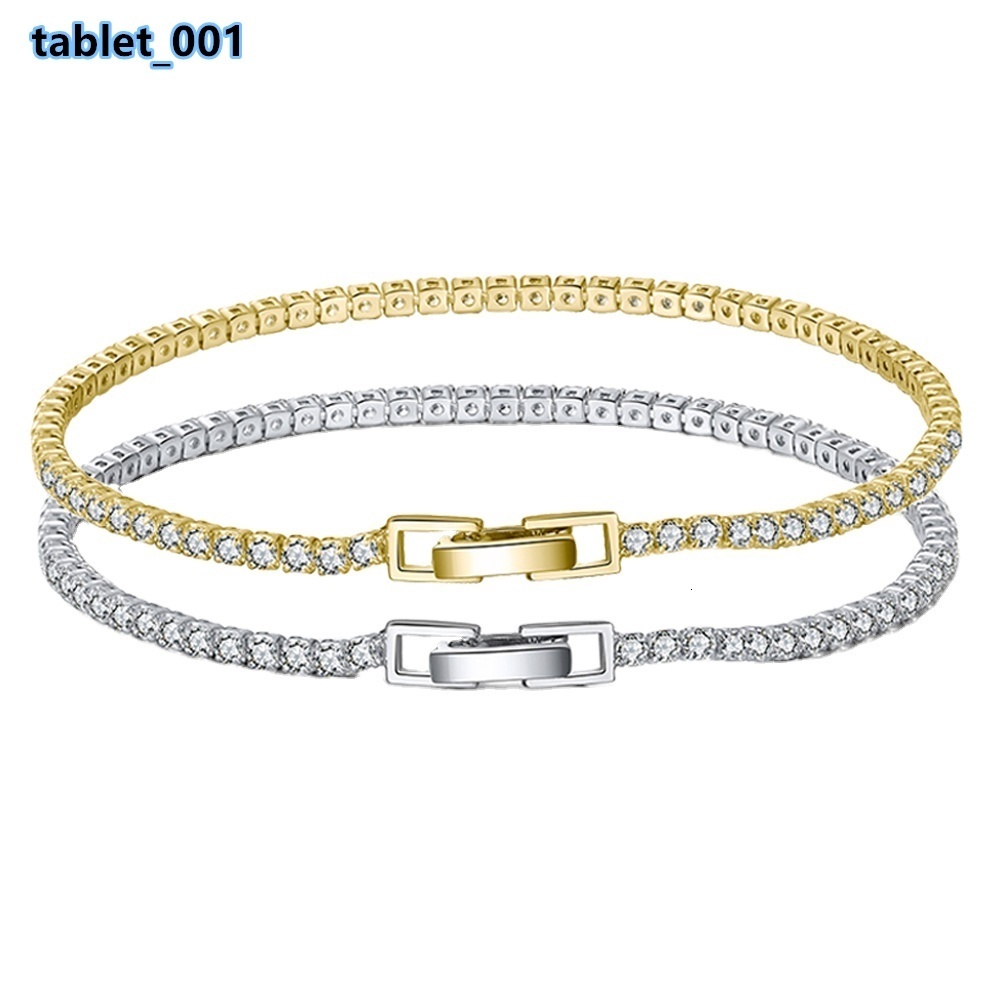 RINNTIN SB91 Accessories Women 925 Sterling Silver Couple Bracelets Hip Hop Jewelry Cubic Zirconia Diamond Tennis Bracelet Mens