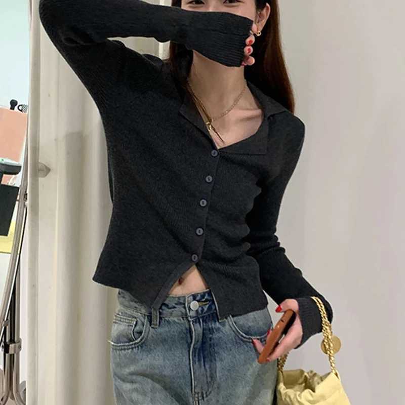 Elegant Long Sleeved Casual Slim Fit Cardigan Sweater Autumn Knitted New Korean Style Bottom Top Solid Women Sweet Short Jackets M260306