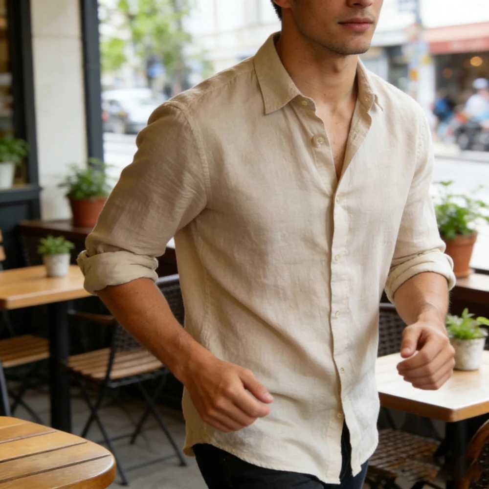 2026 Mens New Linen Long Sleeve Shirt Solid Color 3D Printed White Shirt Hawaiian Fishing Long Sleeve Soft Mens Fast Shipping M260305