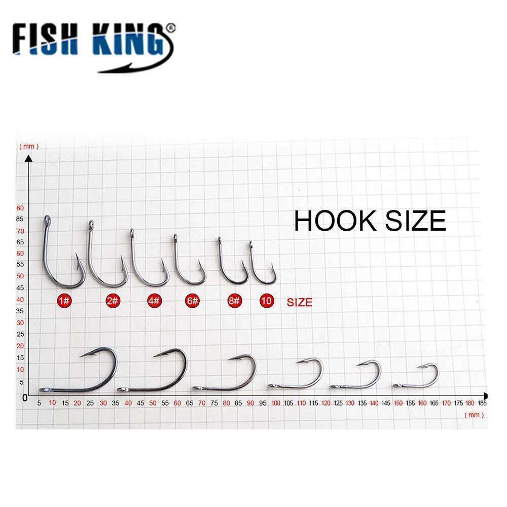 FISH KING 10-30Pcs Carp High Carbon Steel Fishhook Black Nickel Fish Hook Ringed Bait Holder Fishing Accessories S260305
