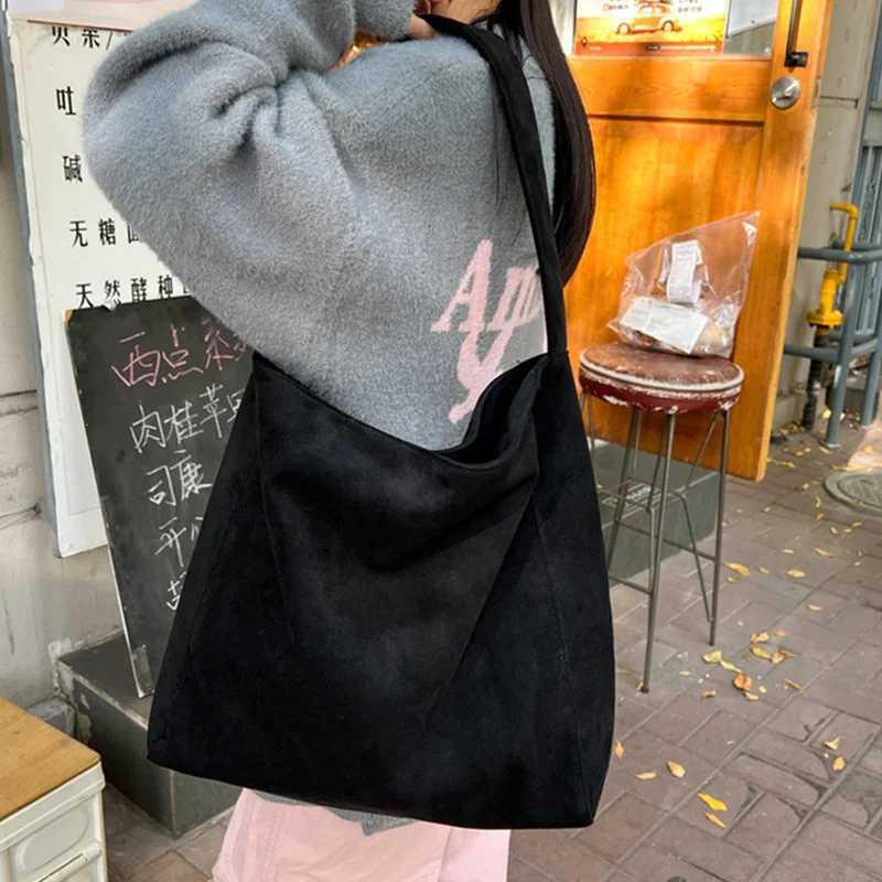 Women Large Capacity Shoulder Bag Suede Trendy Bag Fashion All-Match Bag for Daily Office Use Solid Color Handbag H260306