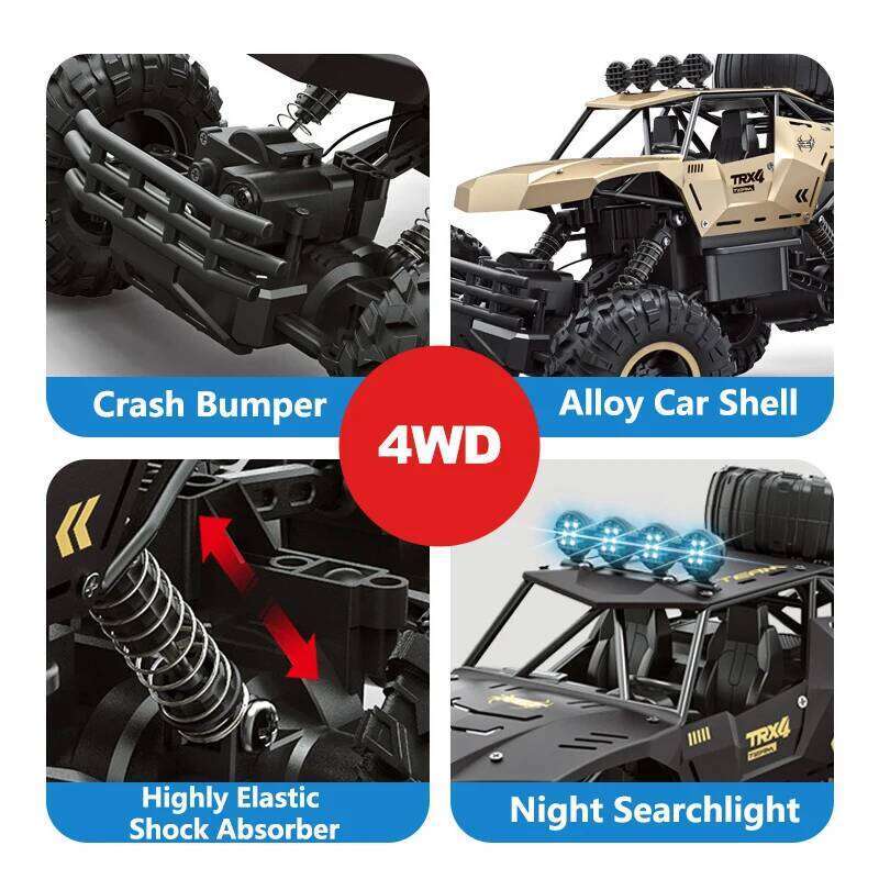 1:8 Large Six Wheel 4WD Off Road Climbing Remote Control Car 2.4G Shock Absorber Alloy Shell 150M Electric RC Truck Buggy Toy C260305