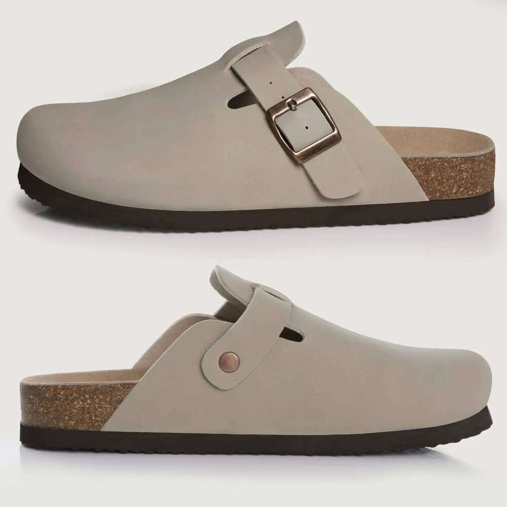 Litfun Fashion Cork Clogs Slippers For Women 2025 New Men Potato Classic Leather Flat Mules With Arch Support Beach Shoes