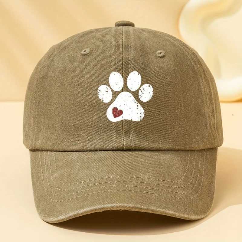 Dog paw print retro baseball cap mens and womens duckbill cap outdoor party camping trip sun hat truck driver S260306