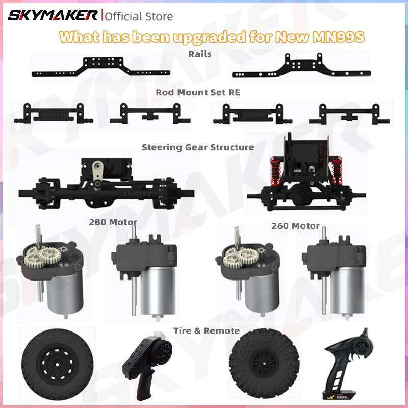 New MN99S V2 1:12 Scale MN Model RTR Car 2.4G 4WD RC Rock Crawler MN98 MN99 Defender Pickup Remote Control Truck Toys C260305