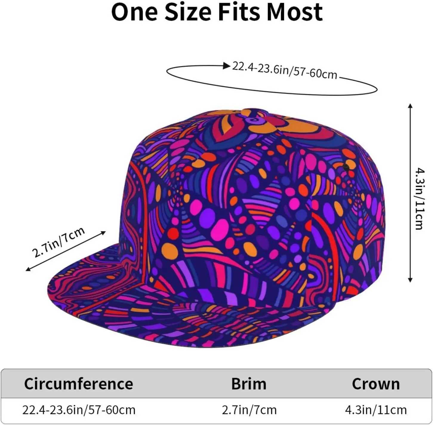 Funny Trippy Baseball Cap Men Women Rainbow Tie Dye Adjustable Snapback Flat Bill Hip Hop Hat S260306