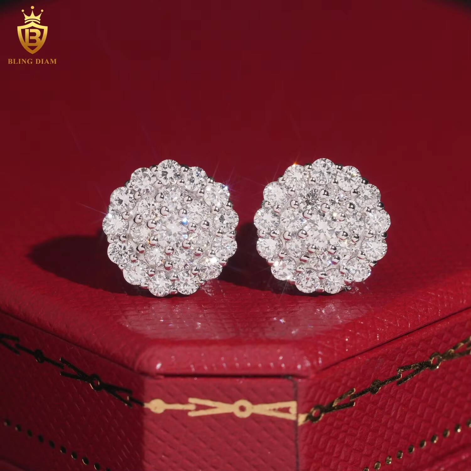 Hot Sale Fine Jewelry 11mm 925 Sterling Silver Diamond Lab Diamond Earring Iced Out Jewelry Earring Women with IGI Certification