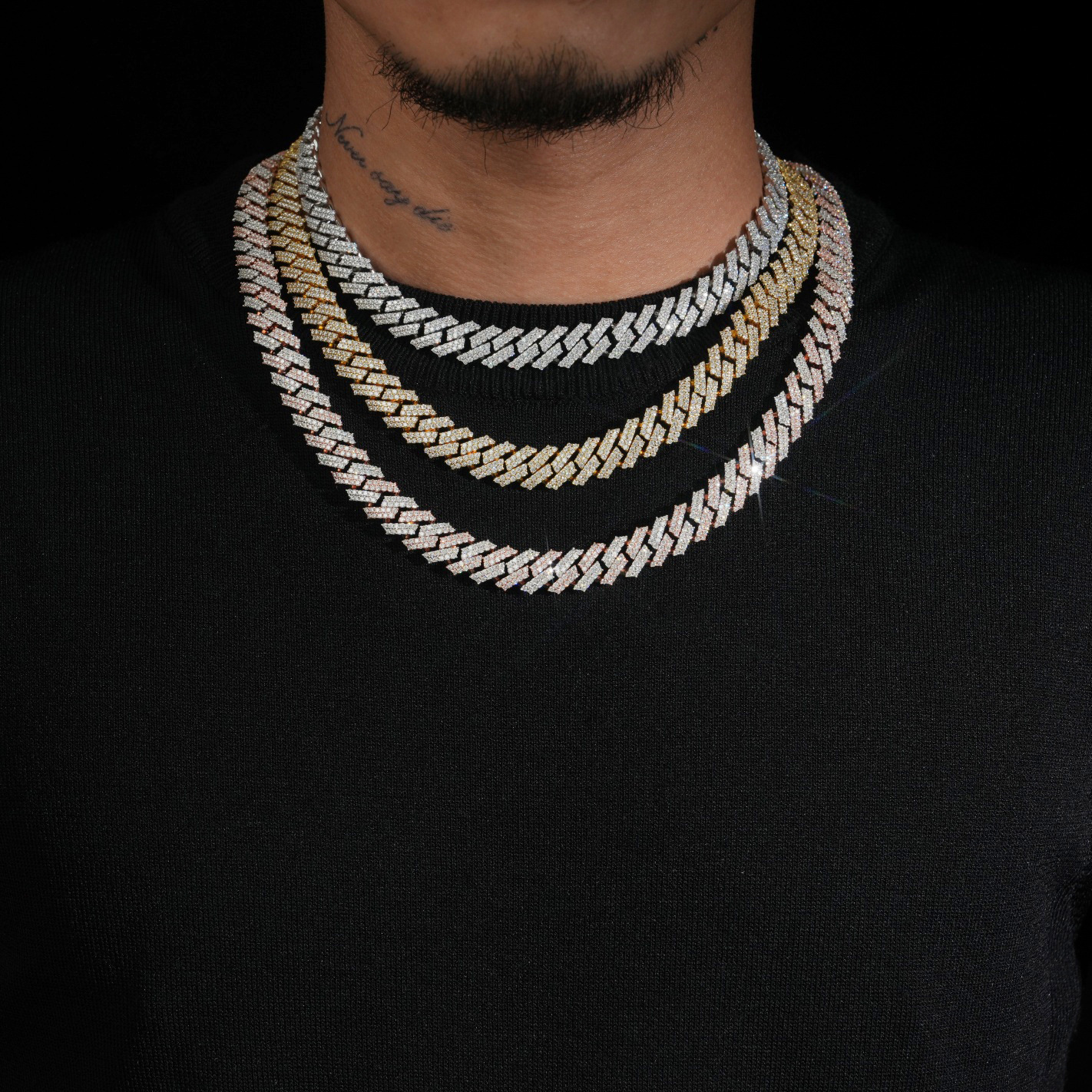 Best-selling Cuban necklace s925 silver vvs moissanite 12mm hip-hop unisex personalized fashion Cuban chain