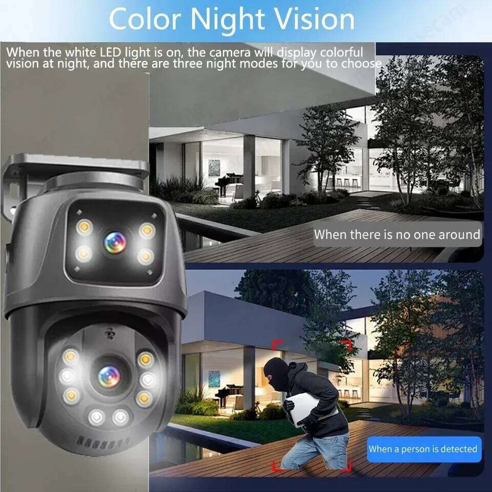 4K 8MP HD POE PTZ Outdoor 4MP Lens Dual Screen AI Human Detection IP Camera CCTV Audio Video Surveillance P2P iCSee 26W0306