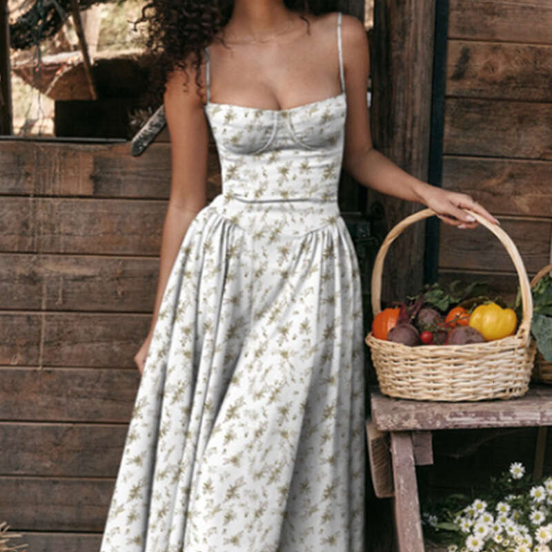 2026 Spring New Collection: Cross-Border European and American Foreign Trade Women's Clothing, French Elegant Retro Style Dopamine Camisole Dress