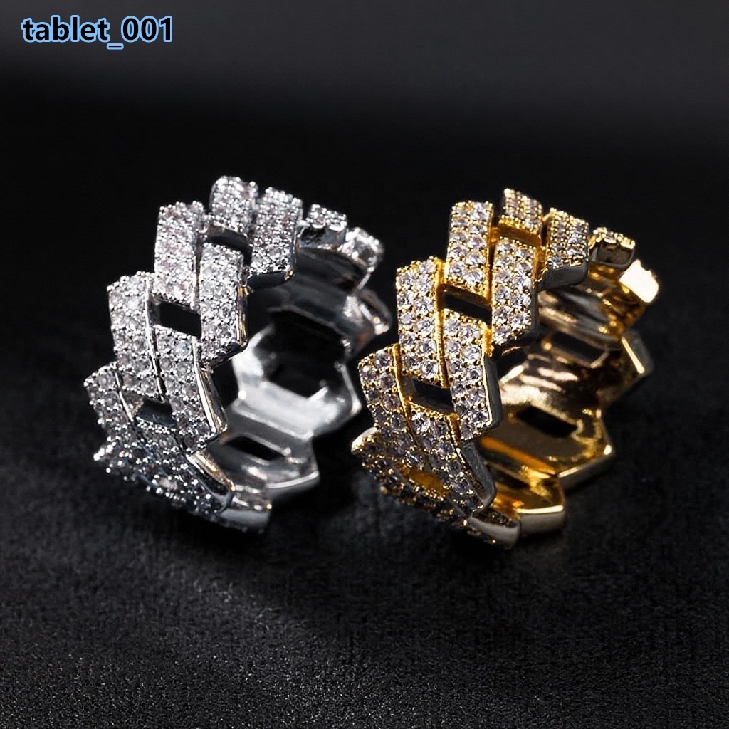 Custom Jewelry Hip Hop Solid 9K 10K 14K 18K Gold IGI VS VVS Lab Grown Diamond Iced Out 2 Rows Cuban Eternity Band Ring for Men