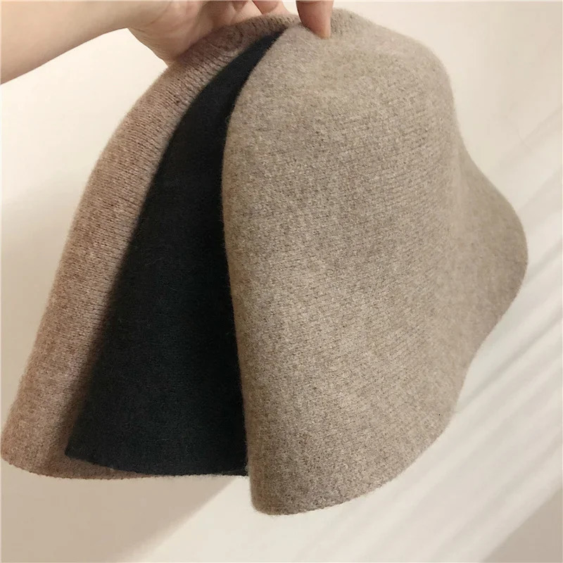 Japanese Real Woolen Vintage Warm Bucket Hats for Women Felt Retro Dome Top Hats Female Fashion British Style Panama Caps Bonnet 260228