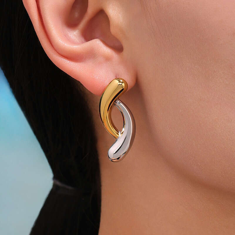 Women's Designer Earrings: Geometric Cross Irregular Titanium Steel Gold Plated Multi-layer C-shaped Fashionable Elegant Earrings Minimalist Jewe