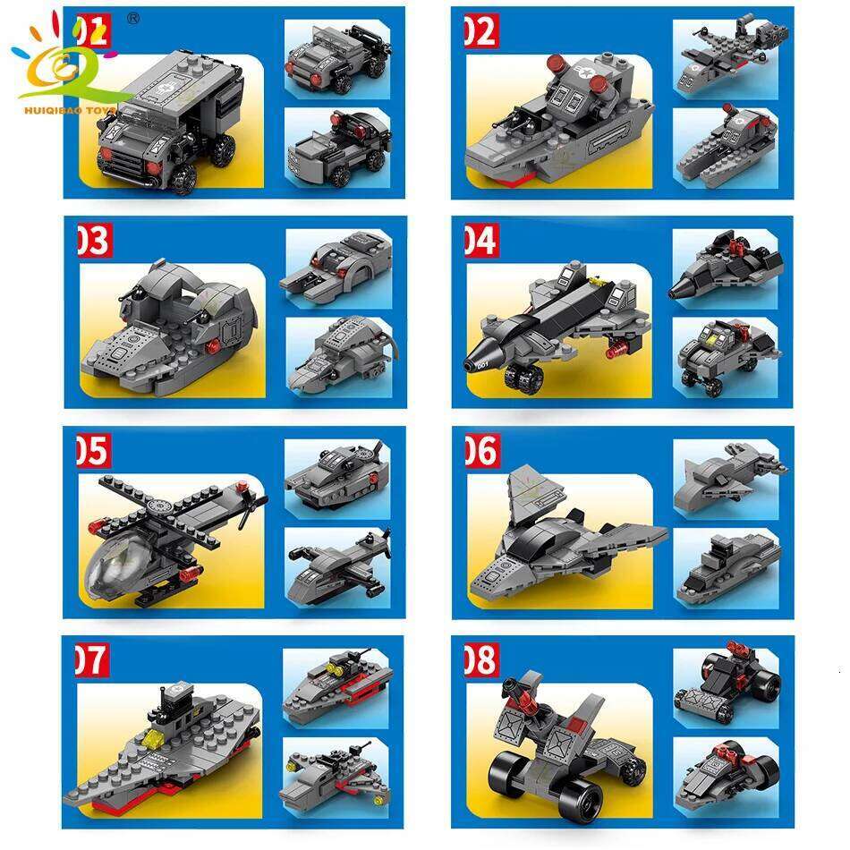 HUIQIBAO Military 510PCS Attack J-20 Fighter Building Blocks Army City Weapon Plane Airplane Helicopter Bricks Children Toys Z260306