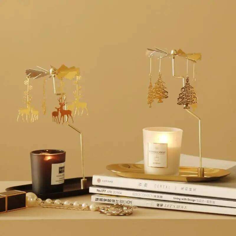 1 Pcs New Lanterns Aromatherapy Candles Rotating Candle Holders Windmills Golden Fragrance Trays Ornaments XJ260305