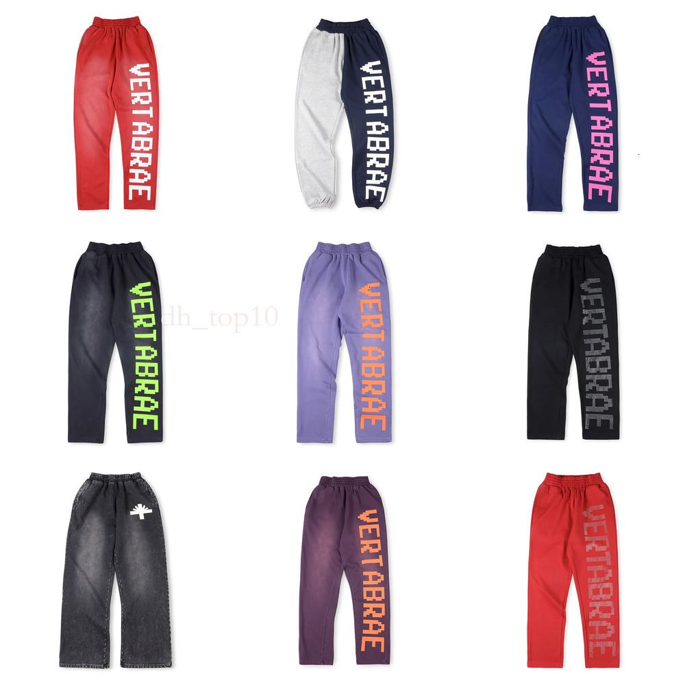 vertabrae pantMen's Pants Vertabrae Purple Pants Vertabrae Letter Printing Hip Hop Street Sweatpants Men Women Heavy Fabric Unisex Joggers Drawstring Trousers