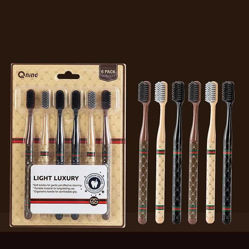 This light luxury 6-piece set of wide-head, fine-thread soft-bristle toothbrushes is a high-grade, travel-friendly oral care essential for adult house