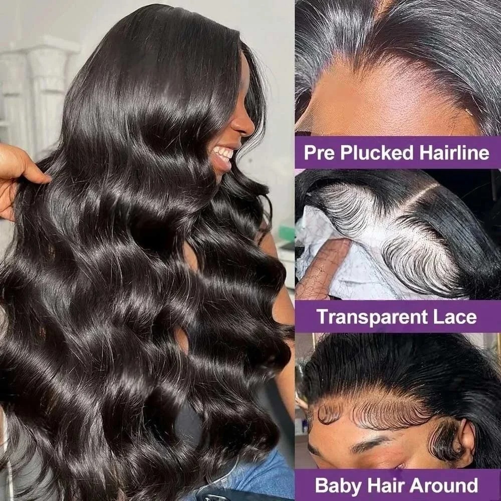 250% Glueless Body Wave Human Hair Wigs Pre Cut 13x4 13x6 HD Lace Frontal Wigs Pre Plucked Curly Lace Front Human Hair Wigs