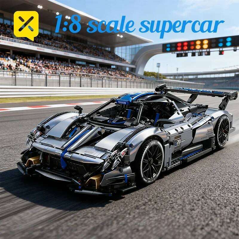 TOYLINX 3526pcs Silver-Blue Technic Racing Building Blocks Set 1:8 Scale Super Sports Car Model Ideal Bricks Boy Gift Z260305