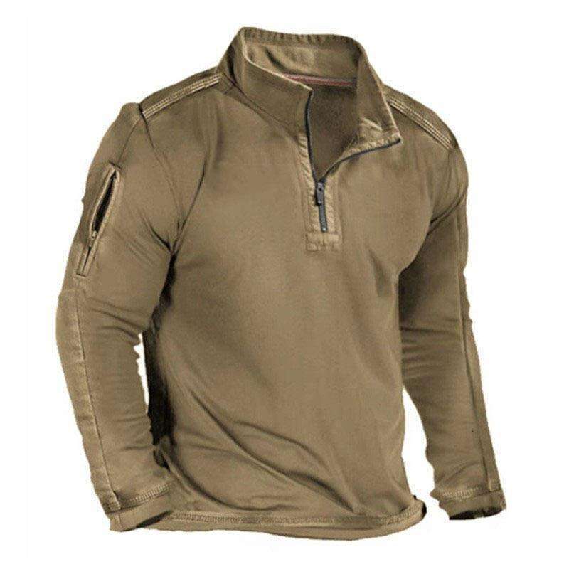 2026 Spring Autumn European and American Men's Clothing Export Independent Station T-Shirt Outdoor Zipper Pocket Long Sleeve Sweatshirt