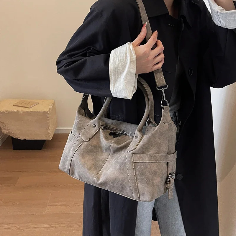 LEFTSIDE Retro n PU Leather Shoulder Bags For Women Korean Fashion Big Armpit Bag Female Crossbody Handbags 260228