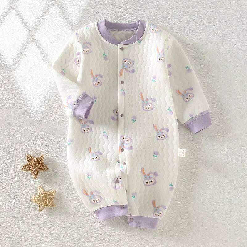 Bodysuit & One-piece Romper Plus Velvet Winter Home Service Cartoon Design Newborn Clothing Loungewear Outfit Rompers Z260306
