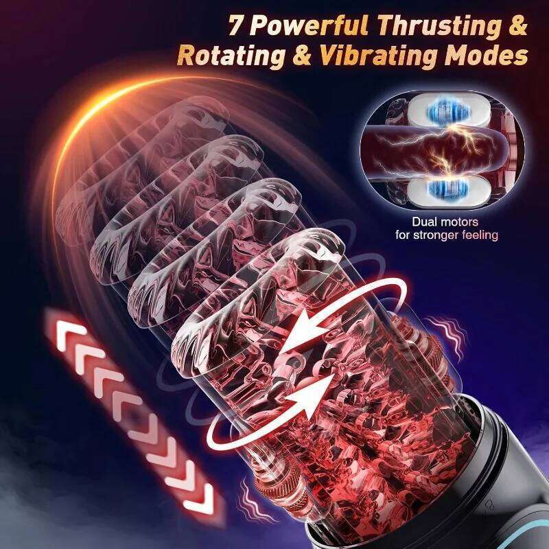 Electric Male Masturbator Adult Sex Toys APP Control Penis Pump with Sucking 7 Thrusting Rotating Vibrator Modes Blowjob W260305