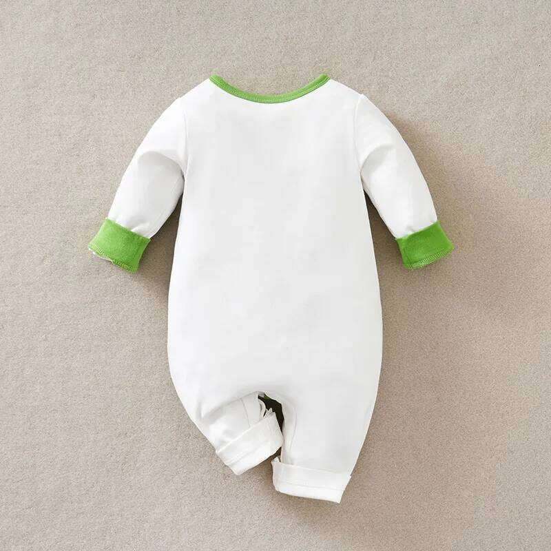 Newborn Boy Girl Cute Cartoon Height Difference Panda Bamboo Simple Casual Green Spring And Autumn Baby Jumpsuit Z260306