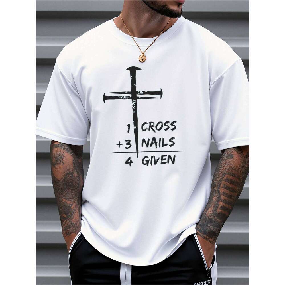T Shirt For Man 100% Cotton Summer Christian Faith Graphic Casual Slim Fit Round Neck Short Sleeved T-shirt Top