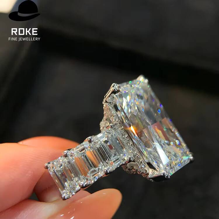 Laboratory-grown 111ct Radiant Cut Centre Diamond Set with 421ct Accent Stones 9K-18K White Gold Engagement Ring