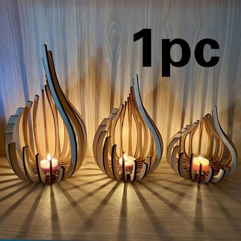 1pc Elegant Modern Minimalist Candleholder Wooden Table Centerpiece Candlelight Accent for Party Decor - Home Decoration Gift XJ260305
