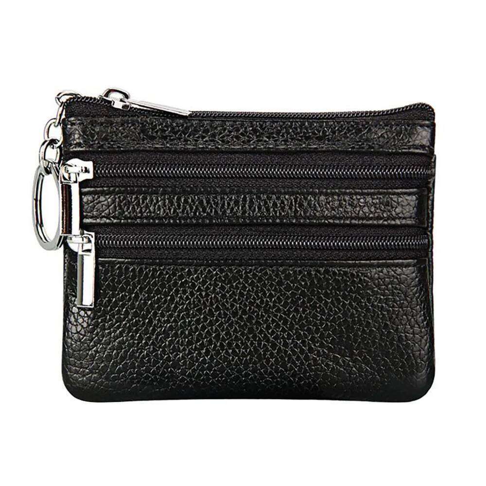 Portable PU Leather Coin Waterproof with Key Ring Wallet Money Bag Wear-resistant Zipper Pocket Purse Women C260304