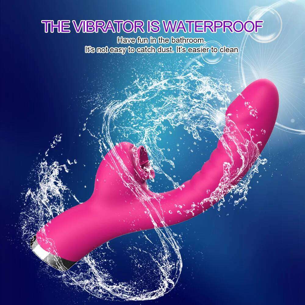 Tongue Licking Vibrator 2 In 1 Adult Women Toys Dildos Clitoris Stimulator With 20 Speeds Vibrators Sex Product W260305