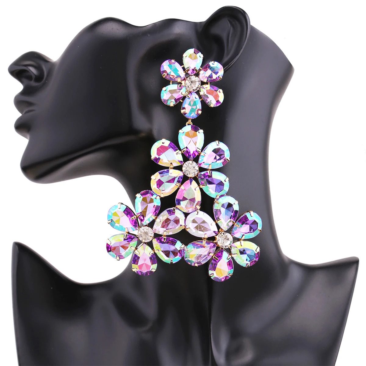 Super Exaggeration Women Big Rhinestones Dangle Drop Earrings For Women Crystal Statement Earrings Wedding Jewelry Gifts 260302