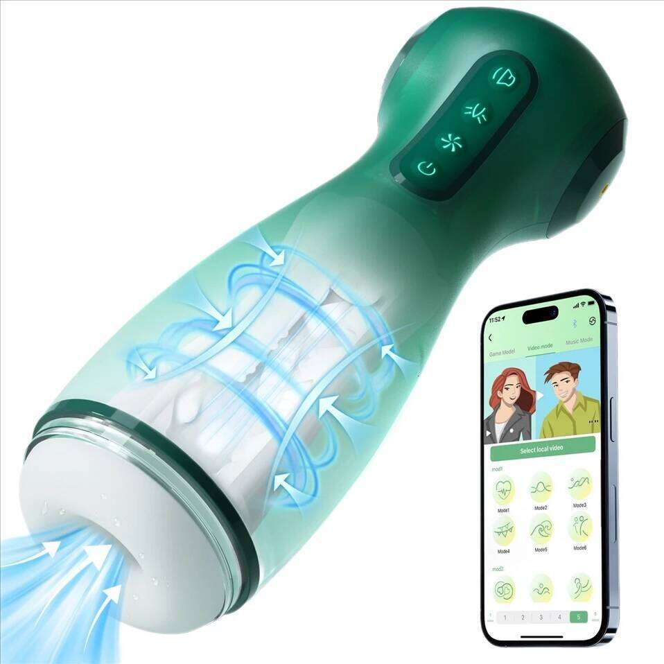 Smart APP Control Pleasure Cup for Men 6 Suction Clamp Vibration Modes Voice Interaction 9 Patterns Magnetic Charging Tech Toy W260305