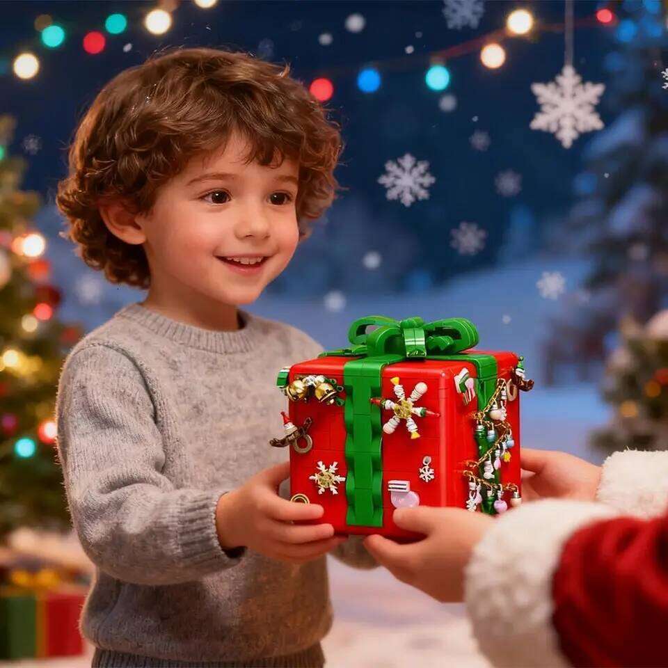 Christmas Gift Surprise Mechanism Box Model Building Block DIY Elk Snowman Bricks Ornament Toys for Children Adult Z260305