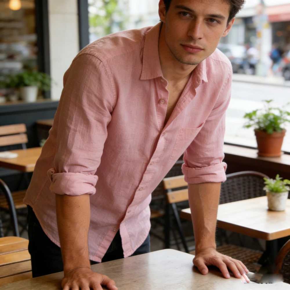 2026 Mens New Linen Long Sleeve Shirt Solid Color 3D Printed White Shirt Hawaiian Fishing Long Sleeve Soft Mens Fast Shipping M260305