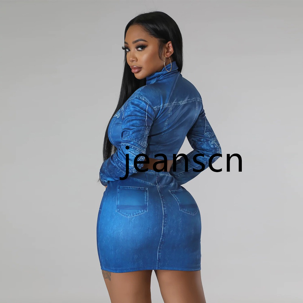 Designer Denim Tracksuits Two Piece Sets Women Long Sleeve Patchwork Denim Jacket and Shorts Outfits Y2k Jeans Vintage Streetwear Bulk Wholesale Cloth