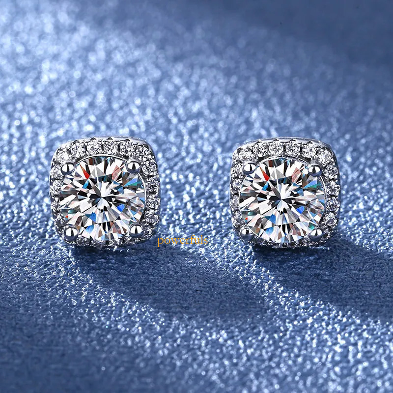 Luxury Square Cubic Zirconia Stud Earrings for Men Women Austrian Crystal Studs Earring with S925 Sterling Silver Needle Diamond Ear Wedding Jewelry G