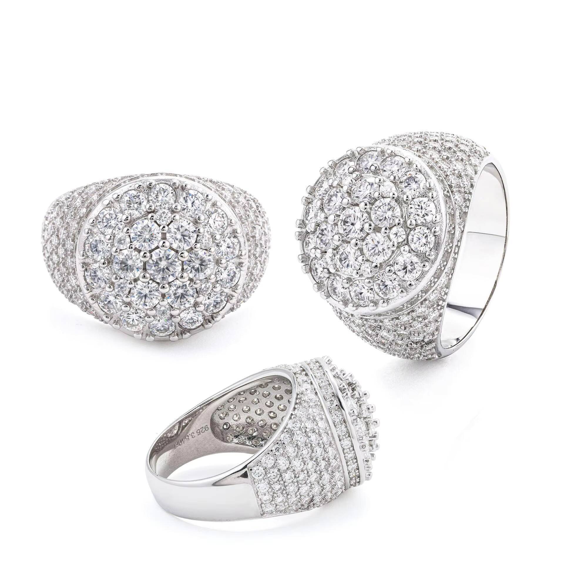 Hot Selling Hiphop Style Mens 925 Silver Moissanite Ring VVS Grade Passes Diamond Tester for Wedding Everyday Wear