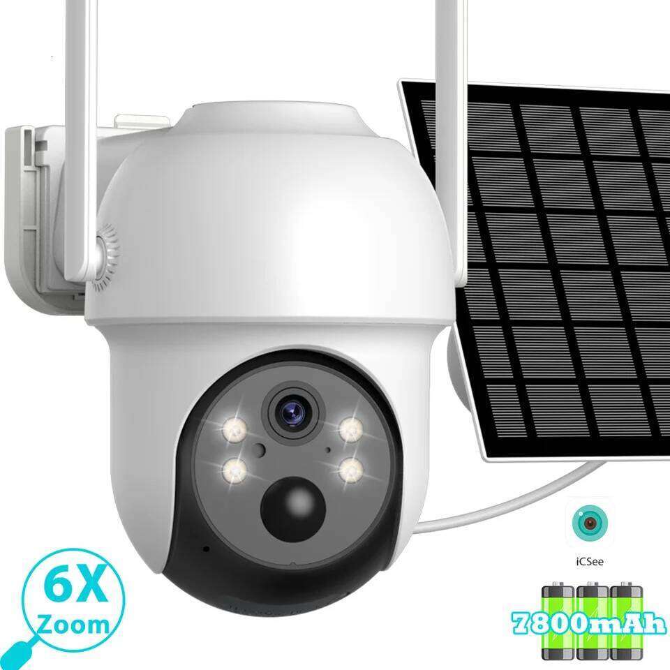 6x Zoom PTZ Camera 4K 8MP HD Outdoor WiFi Wireless IP Camara Solar Panel Security Built in Battery PIR Human 4MP iCsee 26W0306