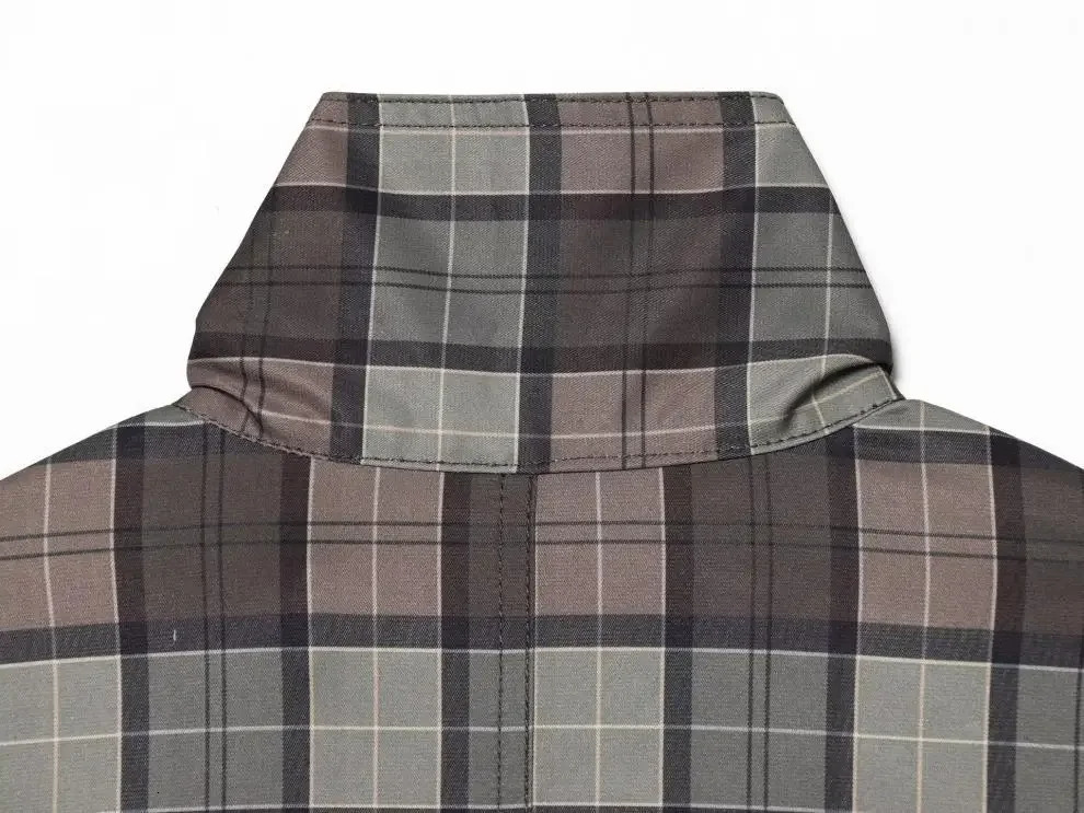 Plaid Long Trench Coat Women Casual Longsleeved Stand Collar Multipocket Windbreaker 2026 Spring Lady Daily Coats 260228